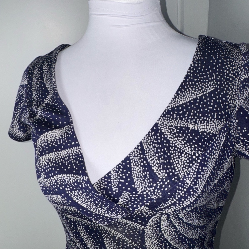 Diane Von Furstenberg Navy Palm Leaf Bodycon Sheath Dress/Size 6 - Picture 3 of 9